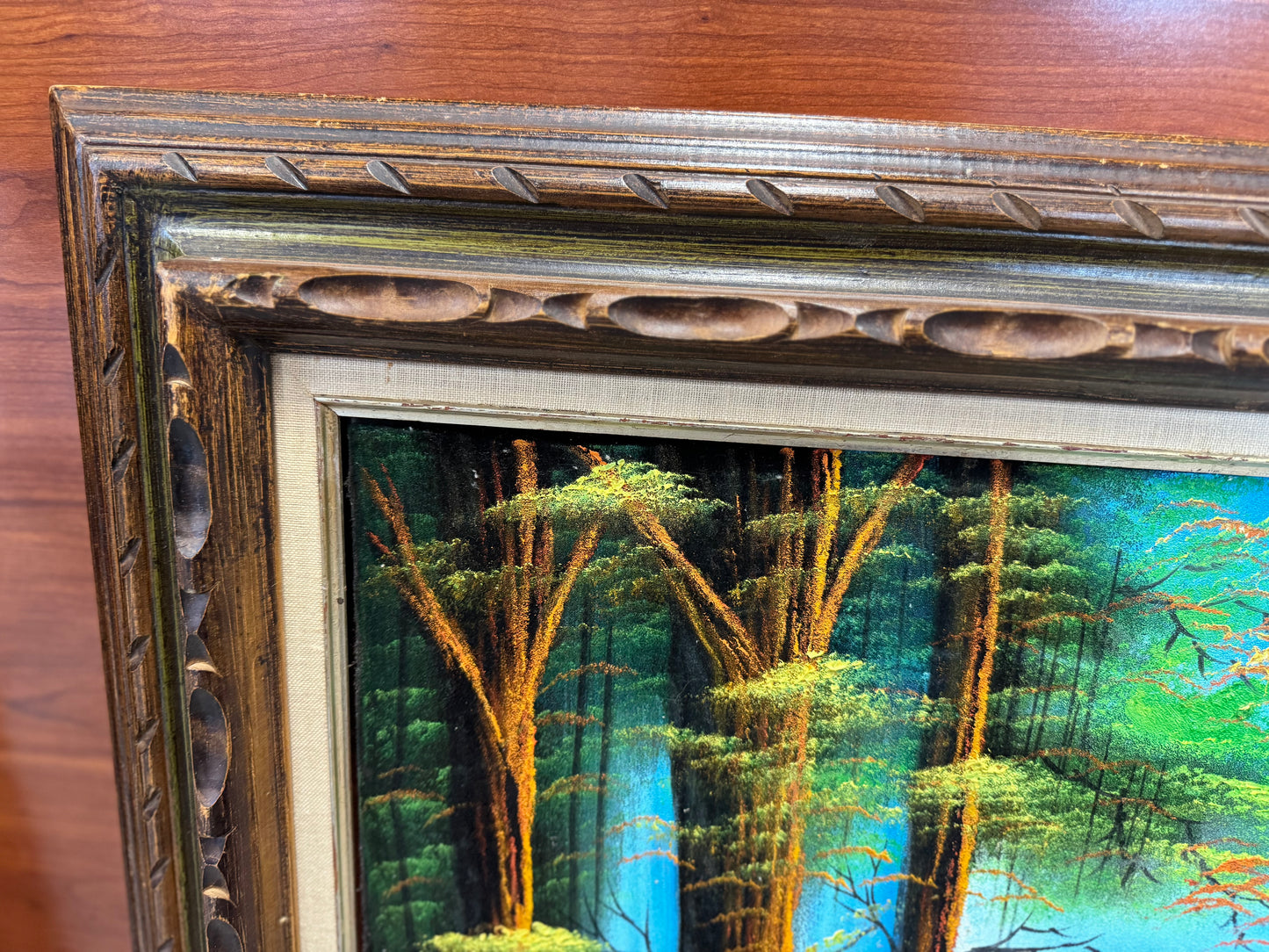 Pre-Loved Black Velvet Landscape Painting