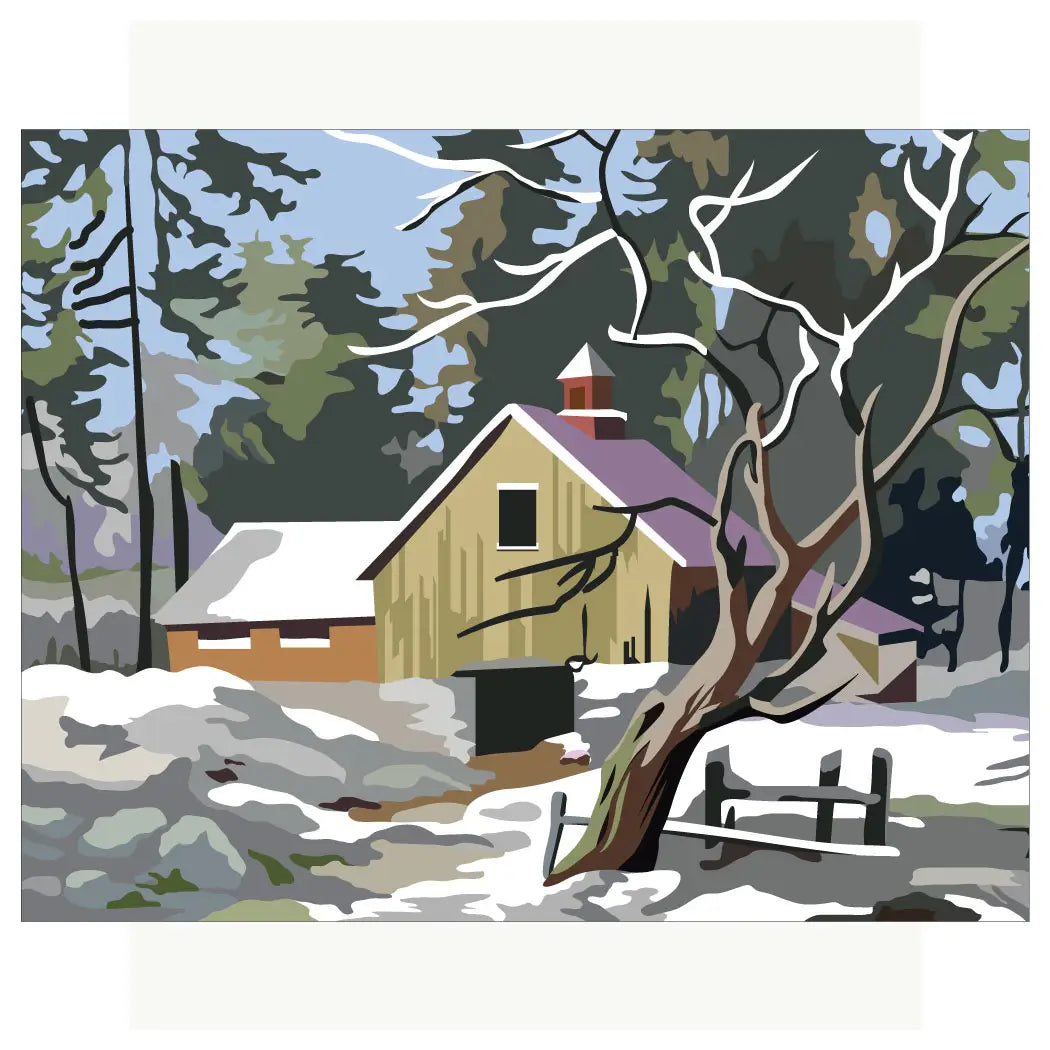 Snowy Barn Magnet