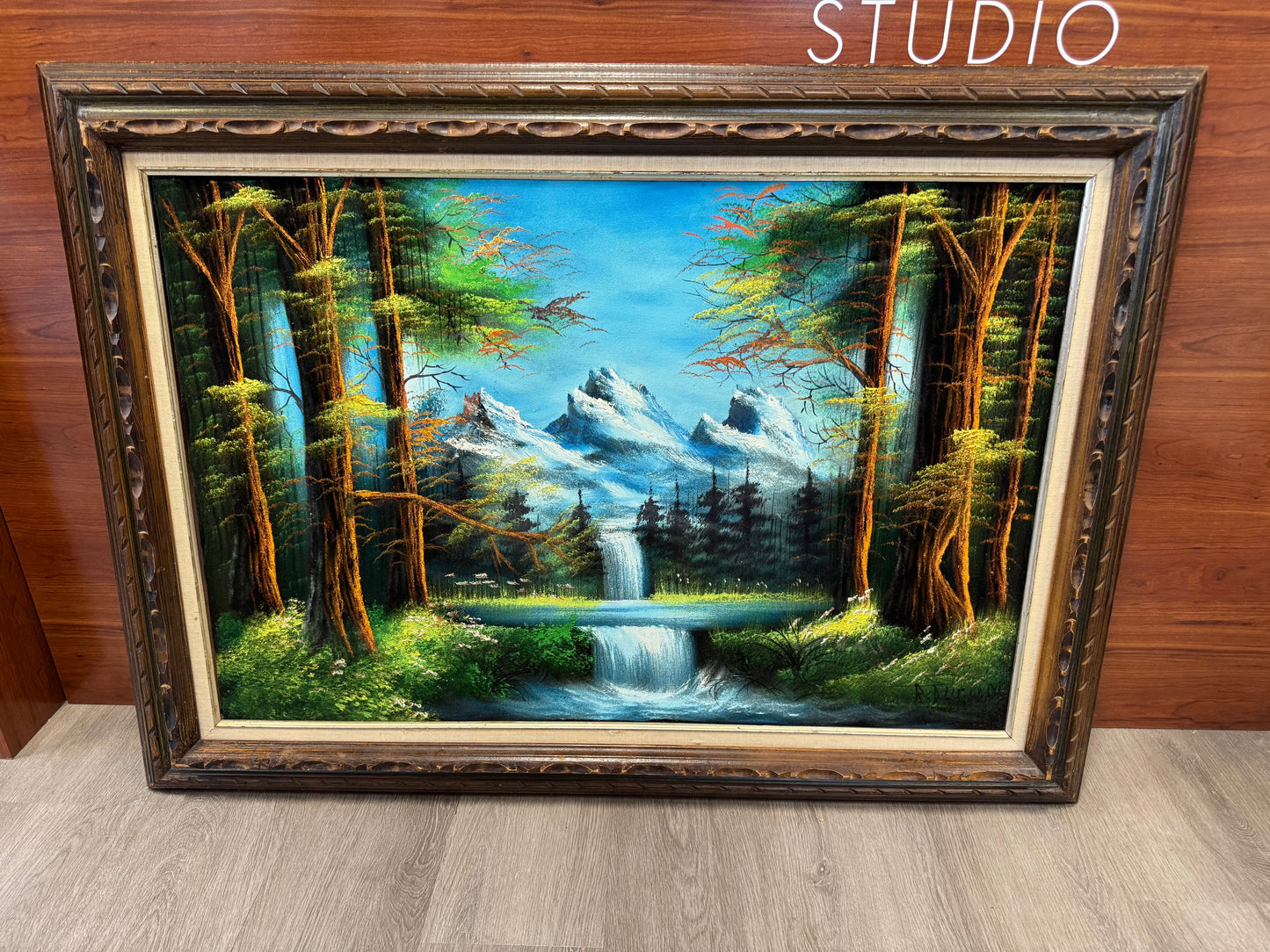 Pre-Loved Black Velvet Landscape Painting