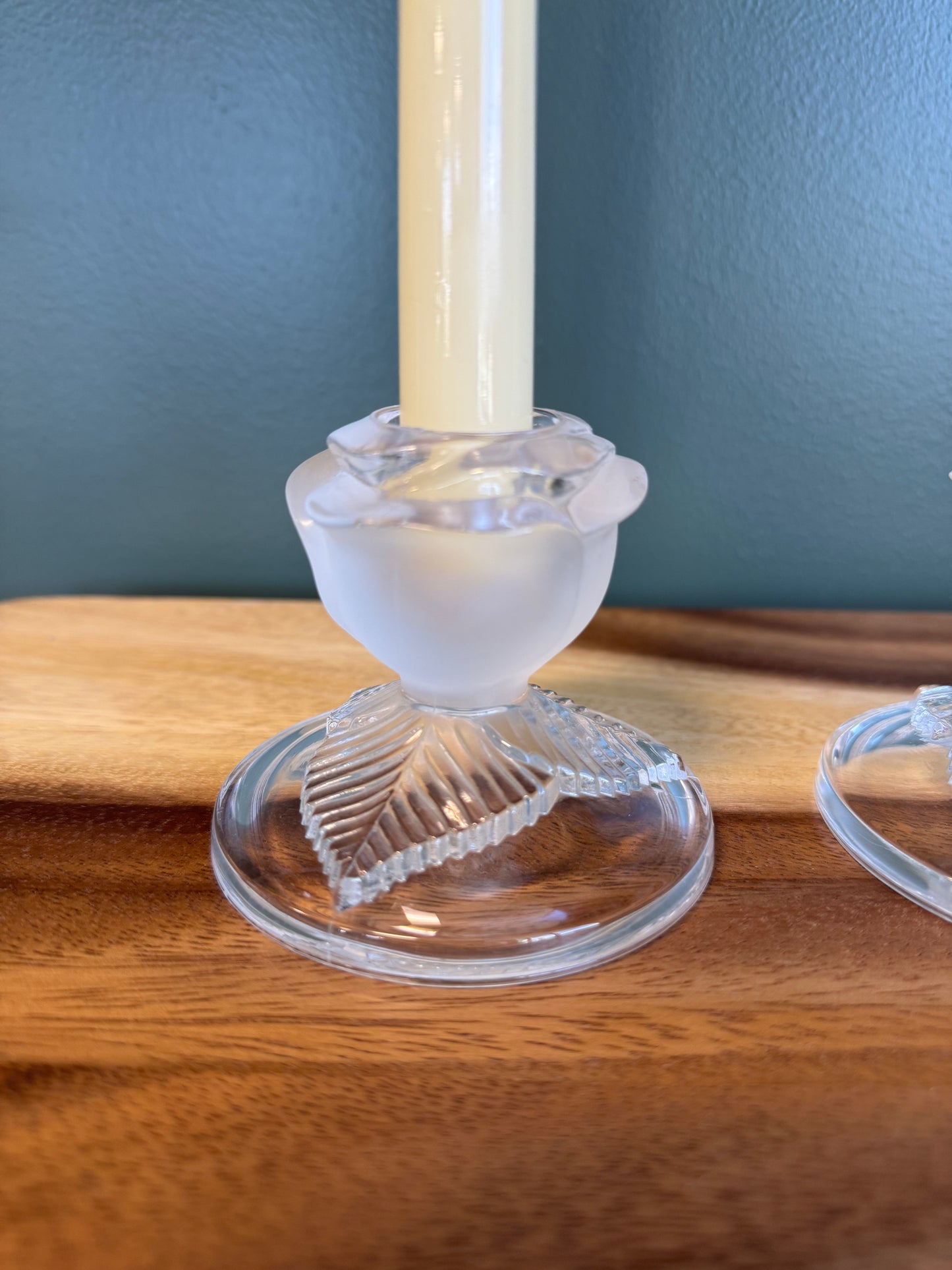 Pre-Loved Crystal Rose Candlestick Holders