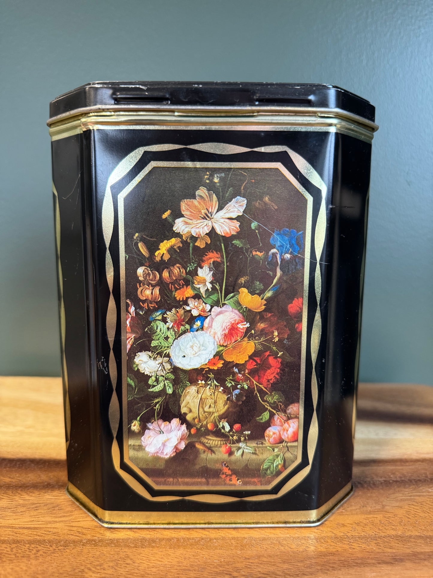 Pre-Loved Black Floral Tin