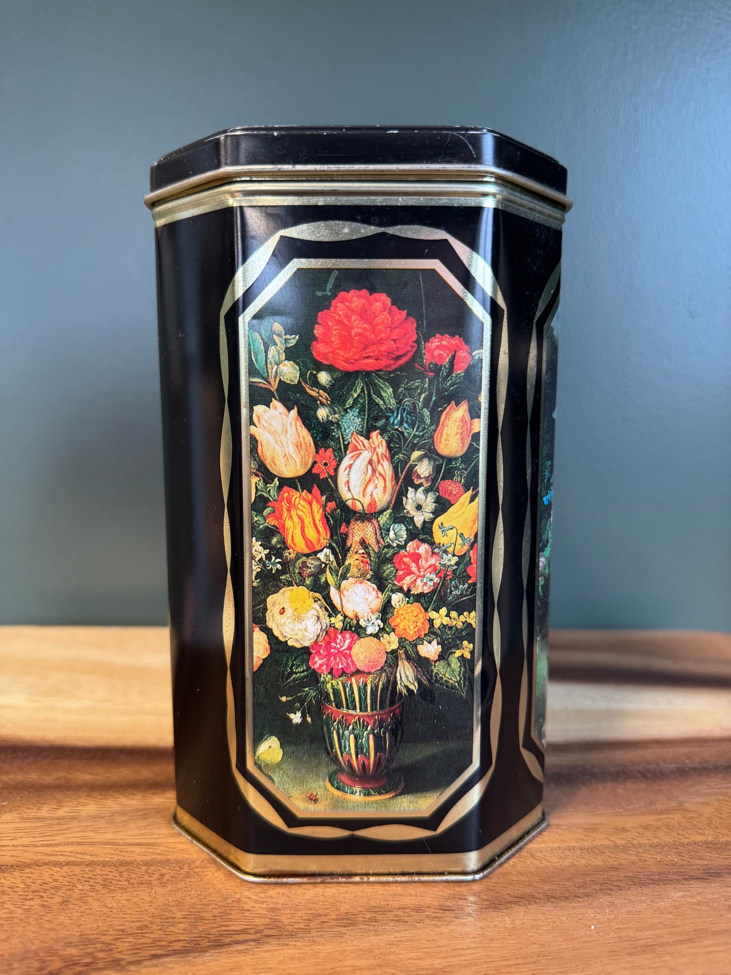Pre-Loved Black Floral Tin