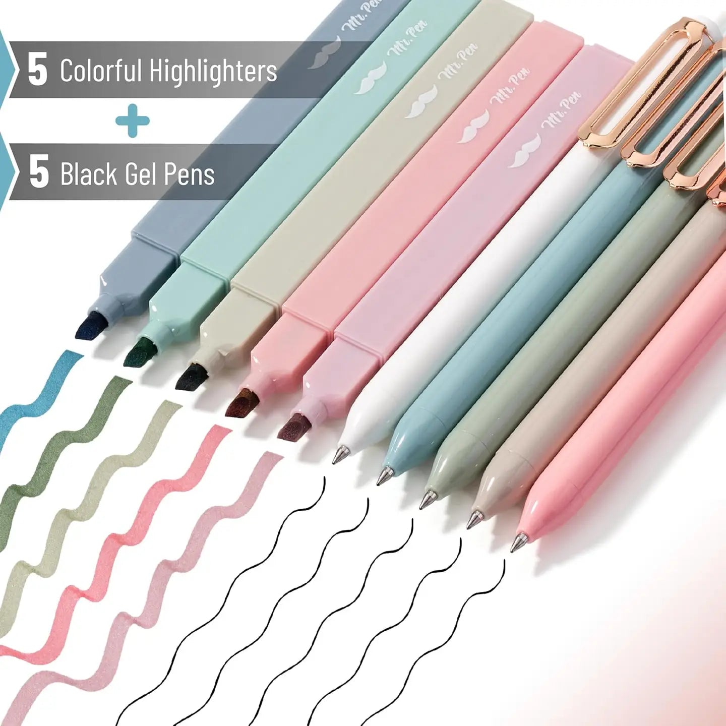 Aesthetic Highlighters & Gel Pens Set