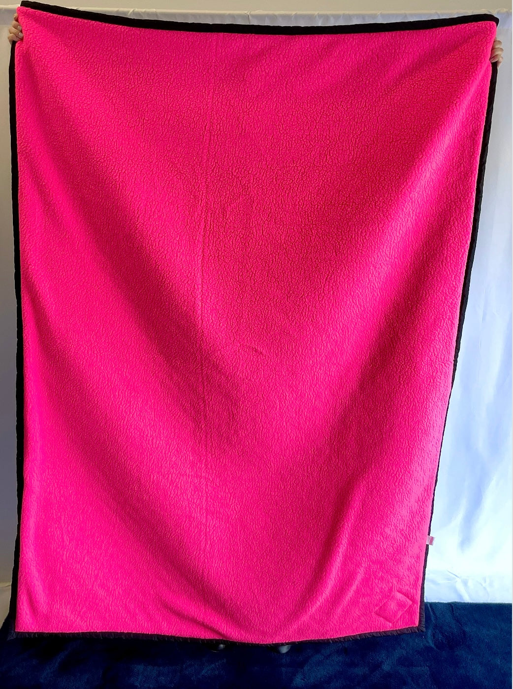 Diamond quilted and neon Pink Sherpa Blanket