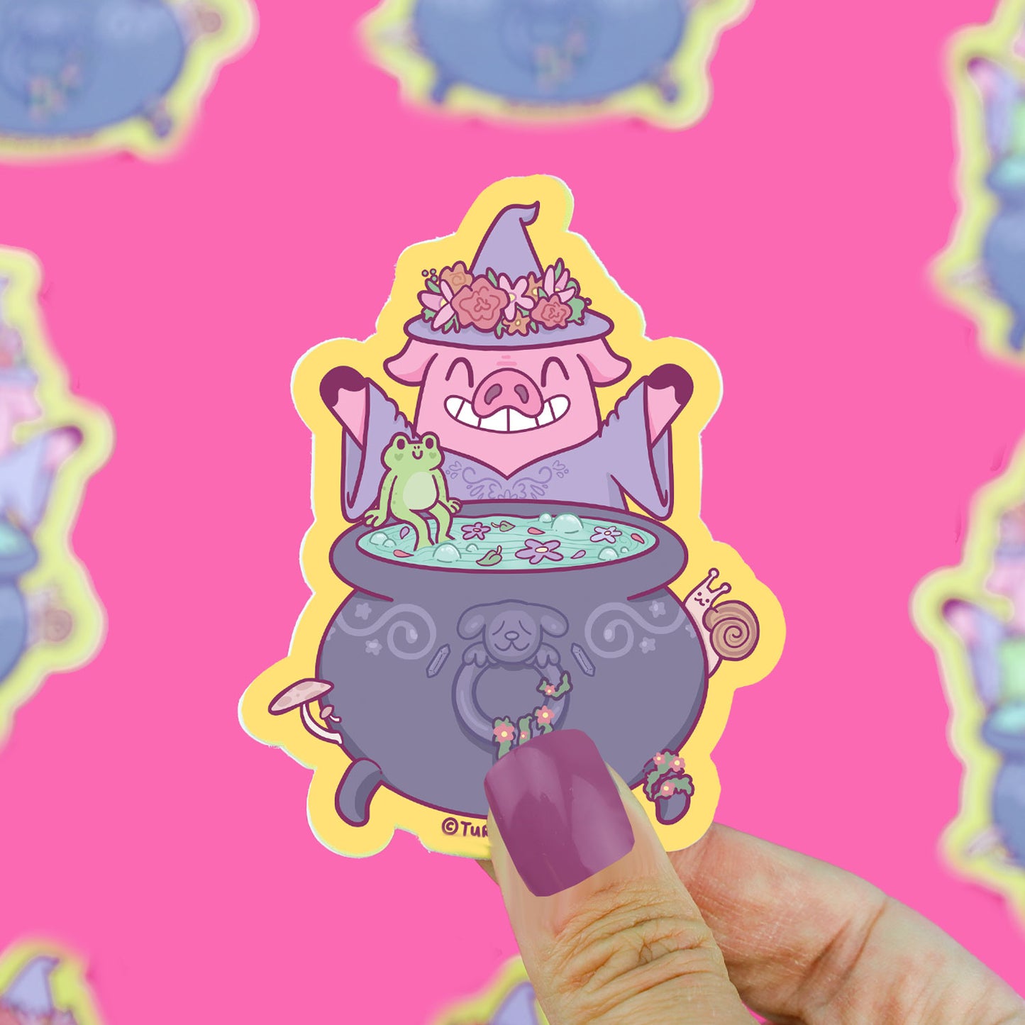 Cauldron Piggy Vinyl Sticker - Birch Hill Studio