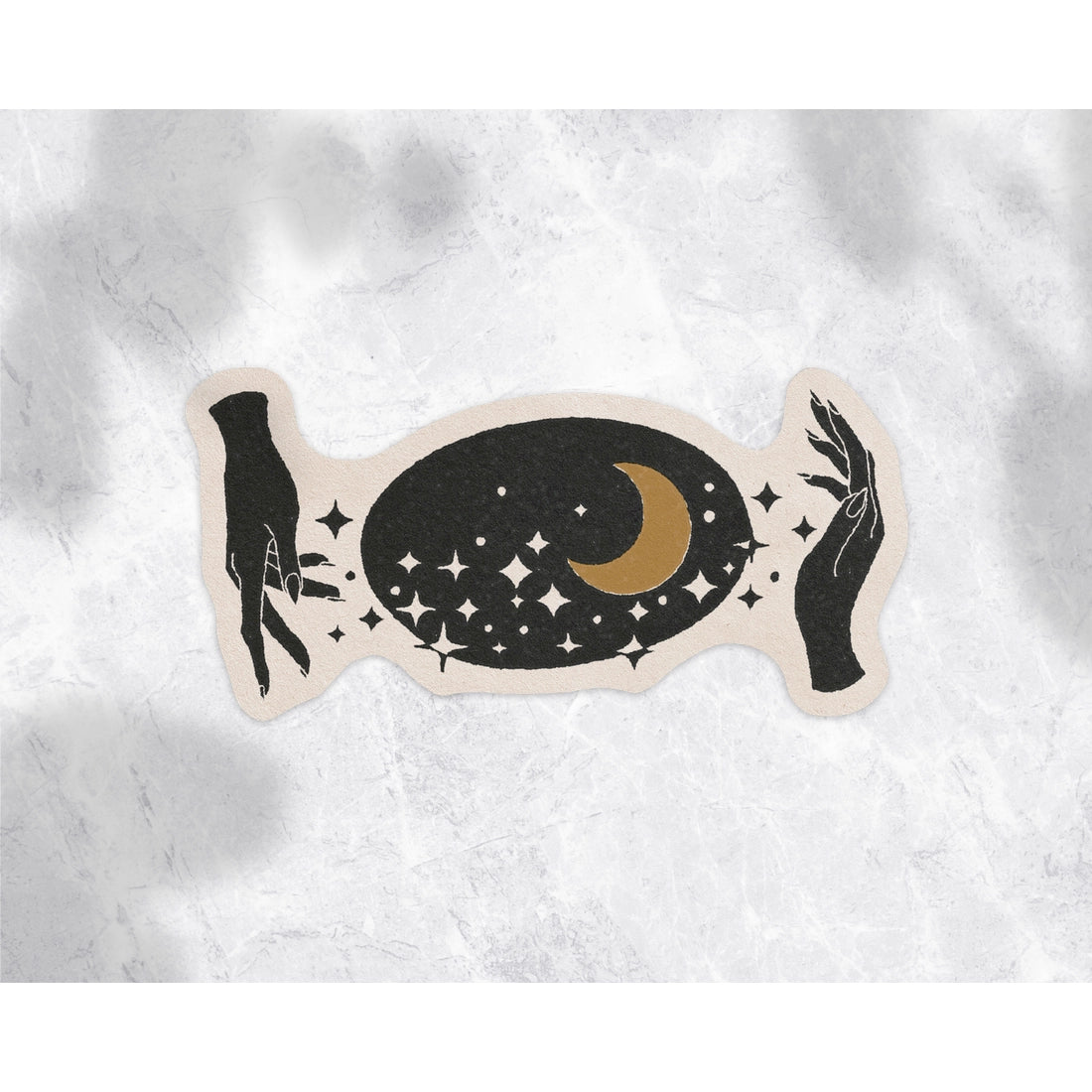 Hands and Moon Sticker - Birch Hill Studio