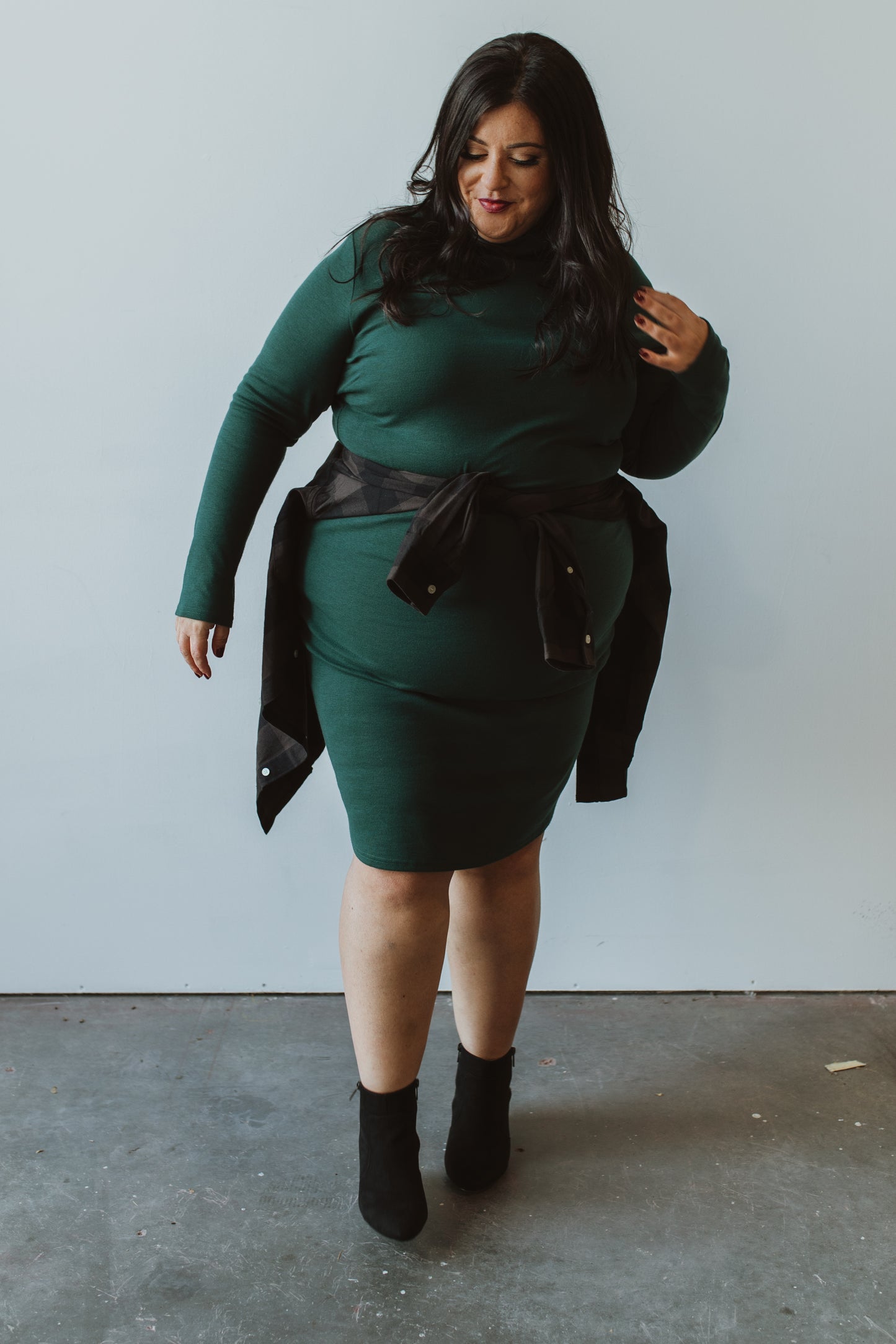 The Sierra Turtleneck Dress in Evergeeen - Birch Hill Studio