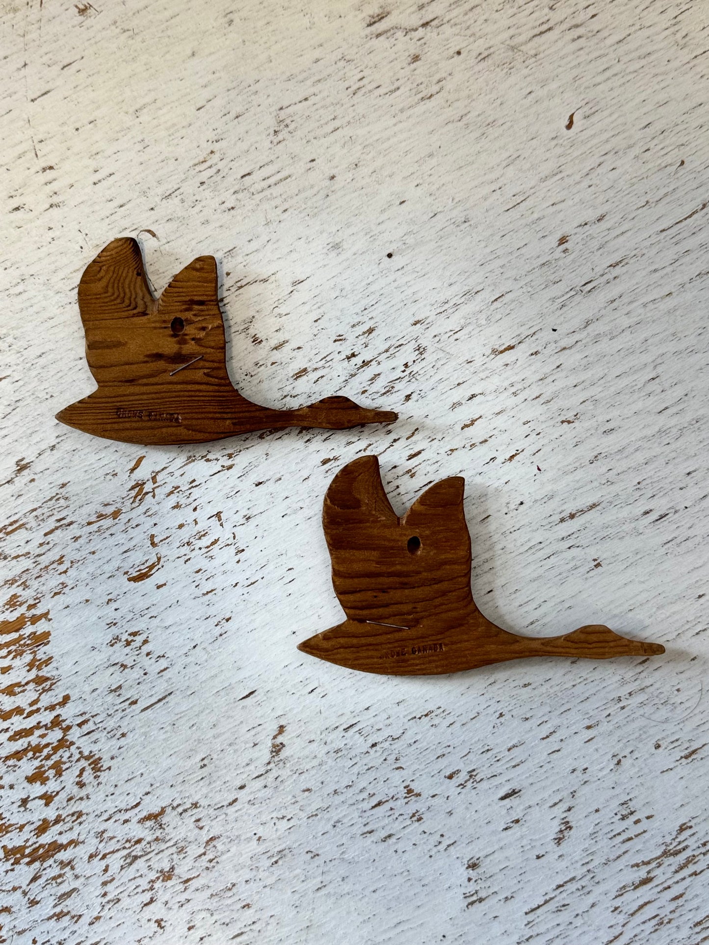 Hand Carved Wooden Flying Geese-Set of 2
