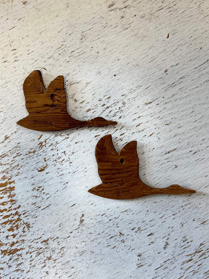 Hand Carved Wooden Flying Geese-Set of 2