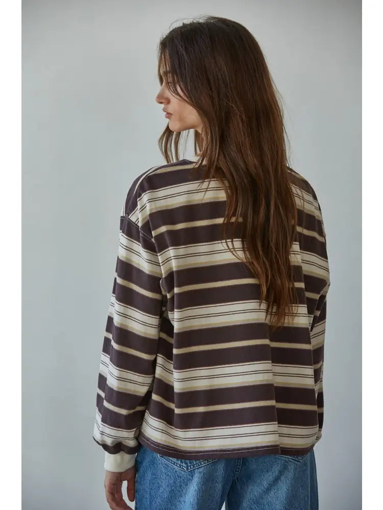 Oversized Cotton Striped Crew