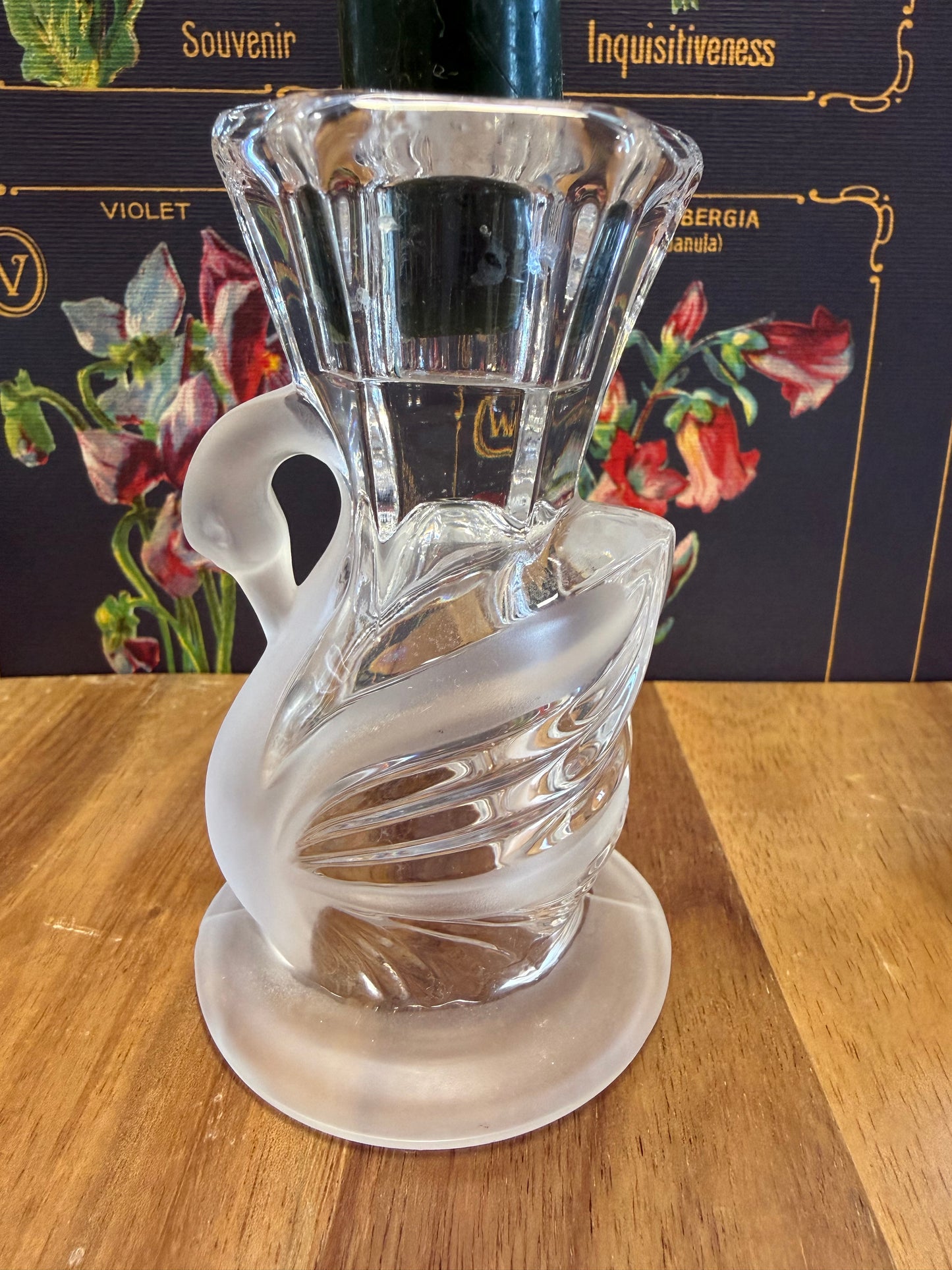 Swan Frosted Glass Candlesticks-Set of 2