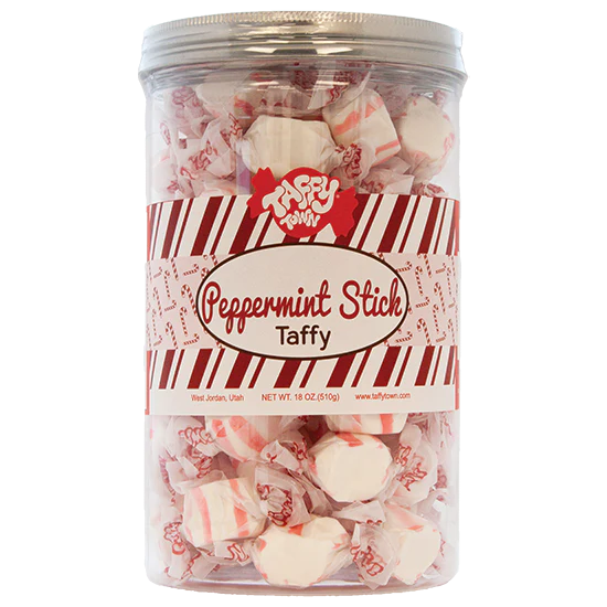 Peppermint Stick Salt Water Taffy - 18oz Canister