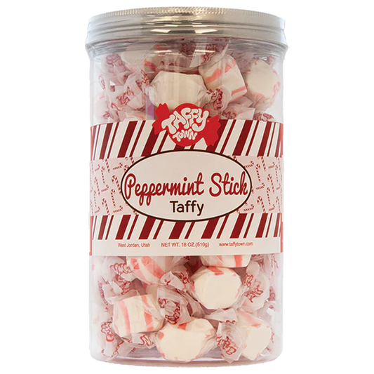Peppermint Stick Salt Water Taffy - 18oz Canister