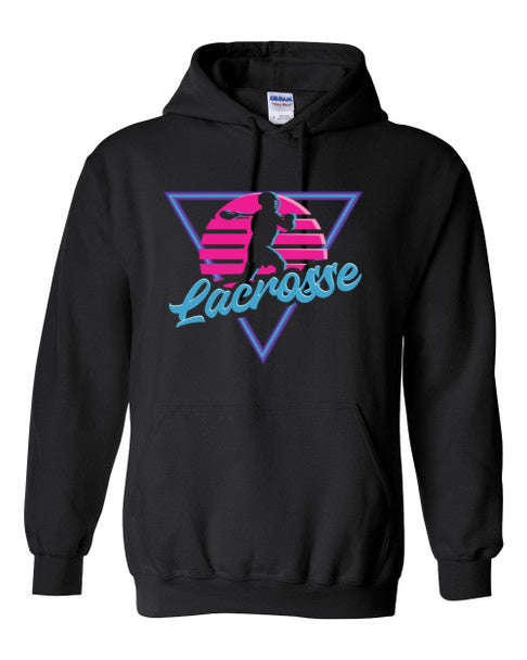 Black 80's Lacrosse Hoodie-MALE Player