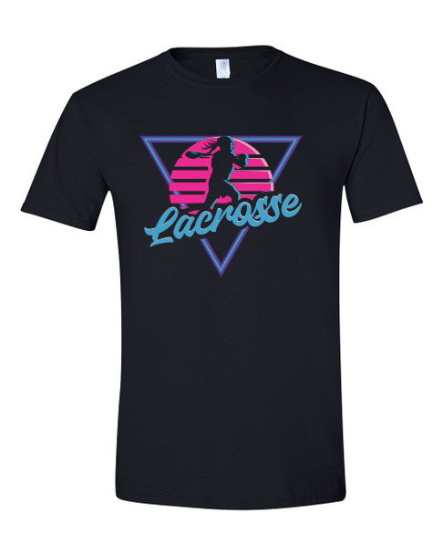Black 80's Lacrosse T-shirt-FEMALE Player
