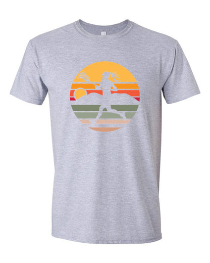 Grey Sunset Lacrosse T-shirt-FEMALE Player