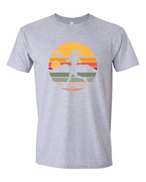 Grey Sunset Lacrosse T-shirt-FEMALE Player