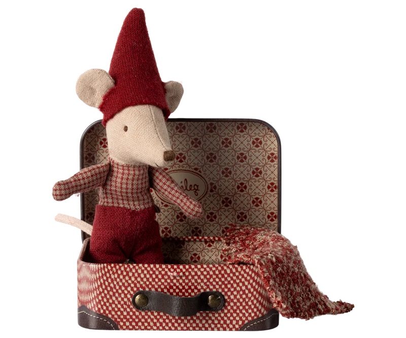 Christmas Mouse-Baby in Suitcase