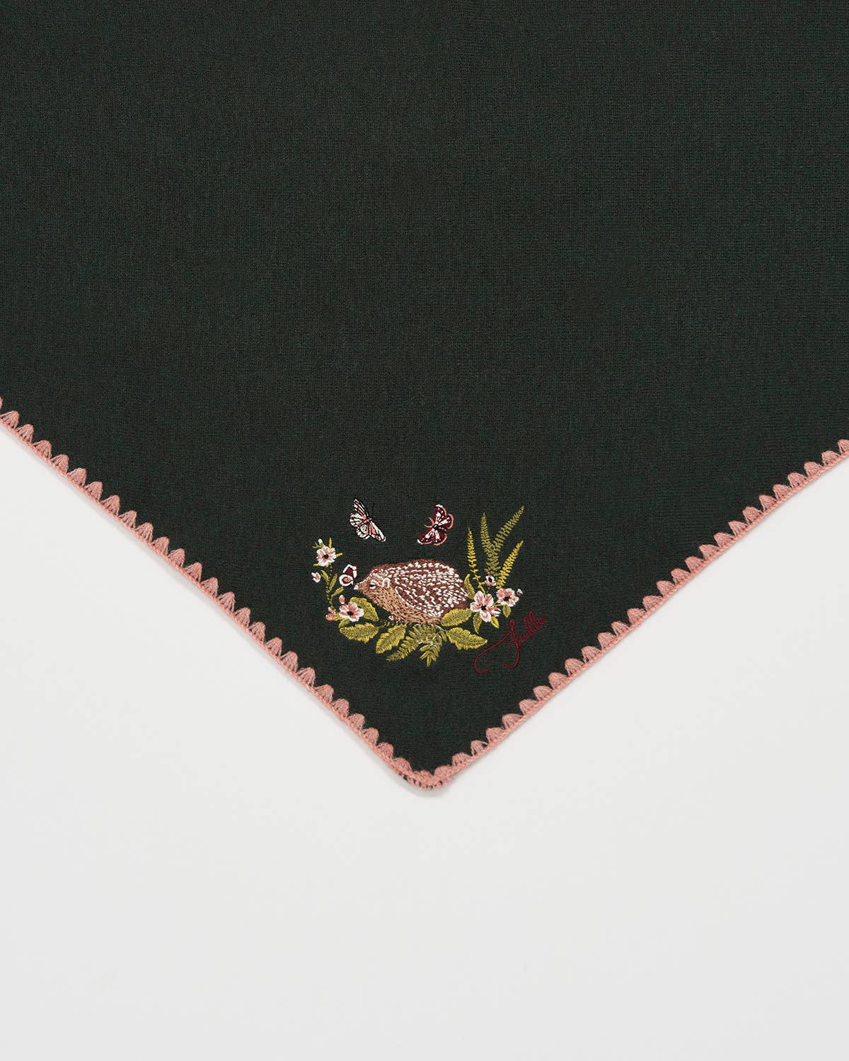 Dark Green Knit Triangle Scarf