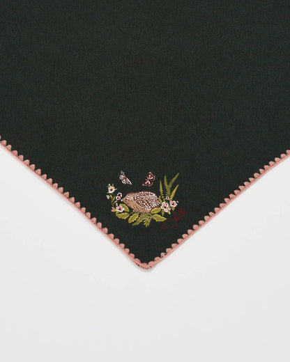 Dark Green Knit Triangle Scarf