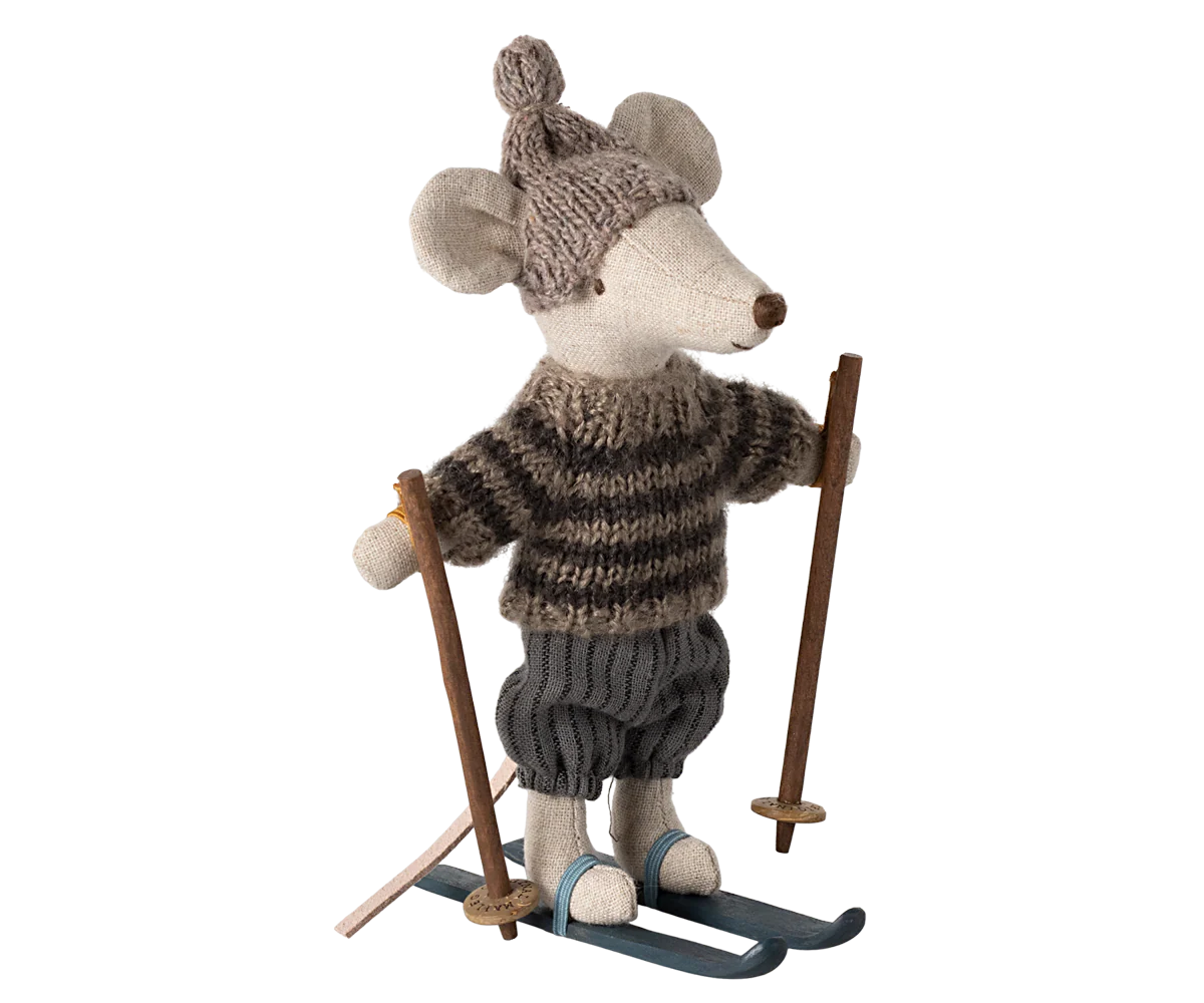 Winter Mouse with Ski Set - Big Brother Grey
