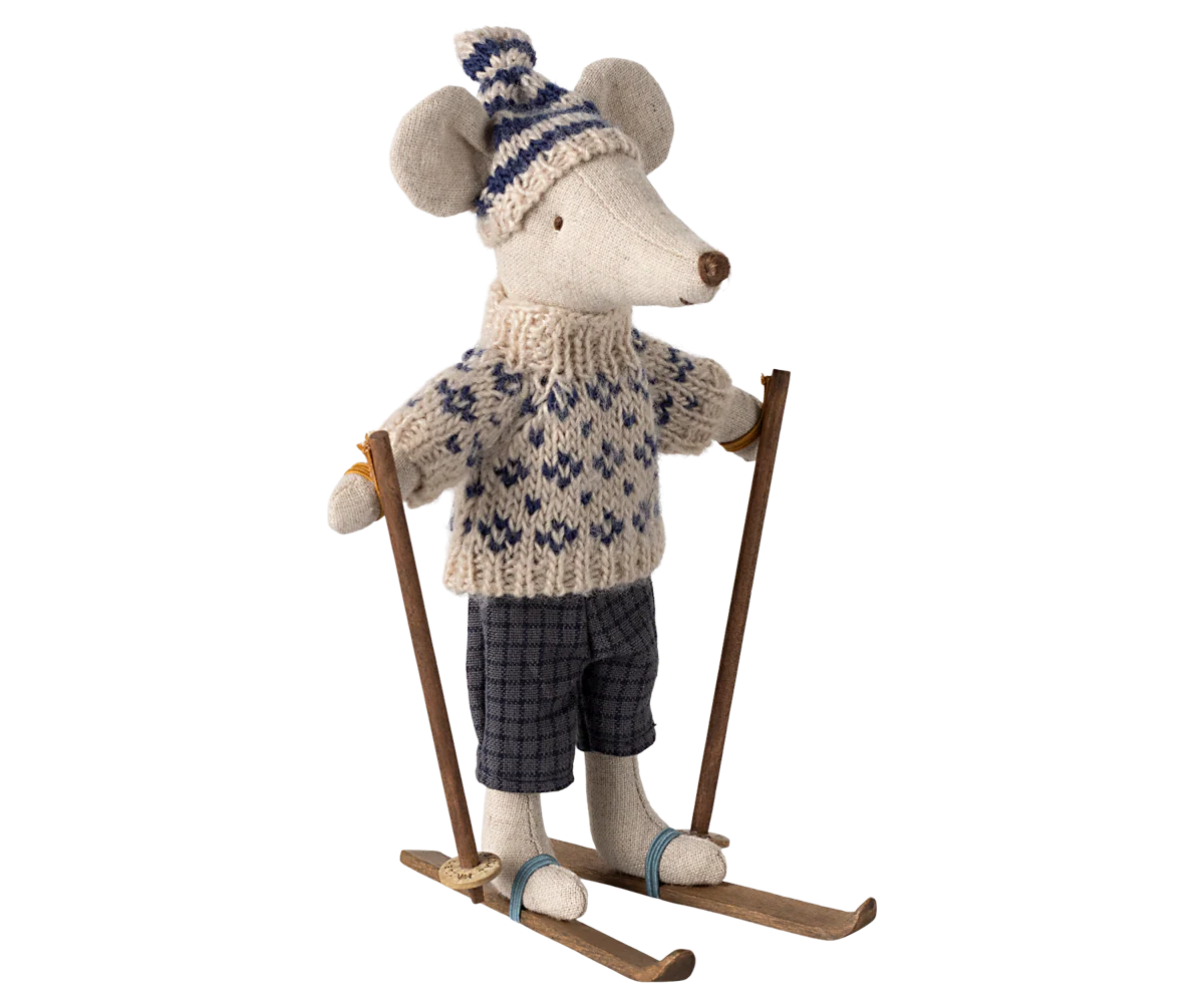 Winter Mouse with Ski Set - Dad Blue