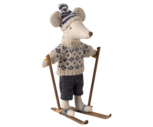 Winter Mouse with Ski Set - Dad Blue