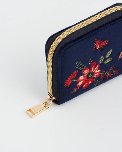 Floral Navy Velvet Purse