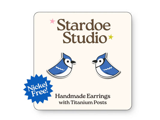 Blue Jay Stud Earrings