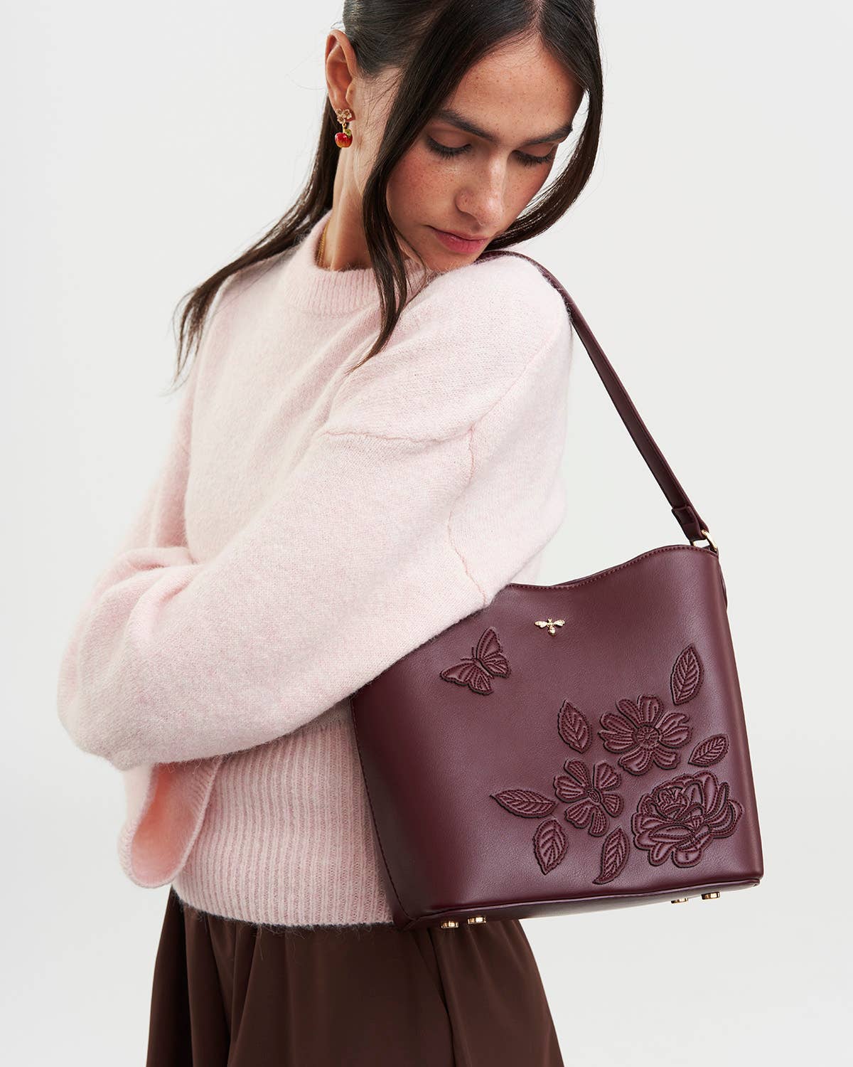Margot Floral Applique Bucket Bag
