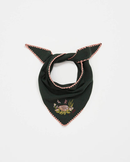 Dark Green Knit Triangle Scarf