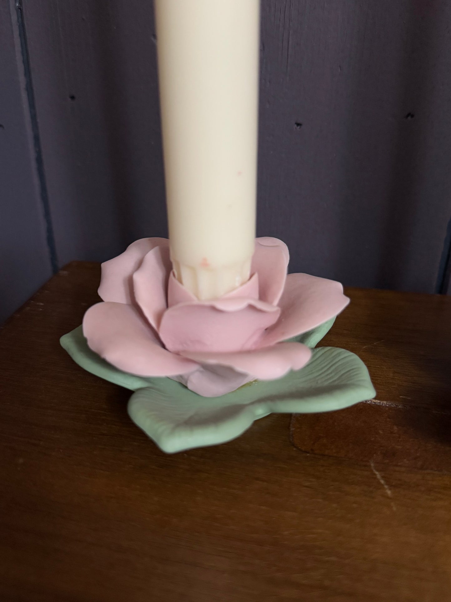 Set of 2 Ceramic Flower Candle Holders