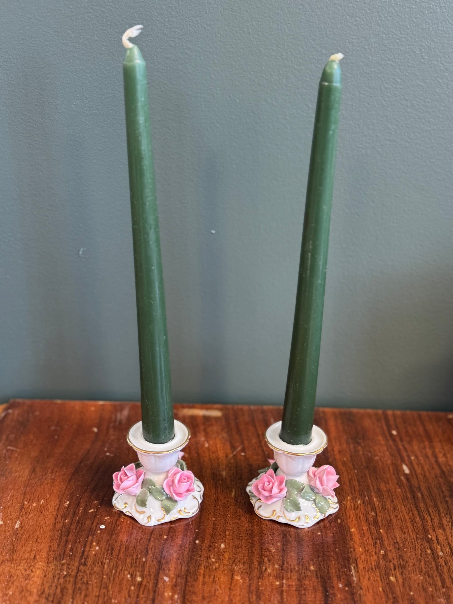 Ceramic Rose Candle Stick Holders