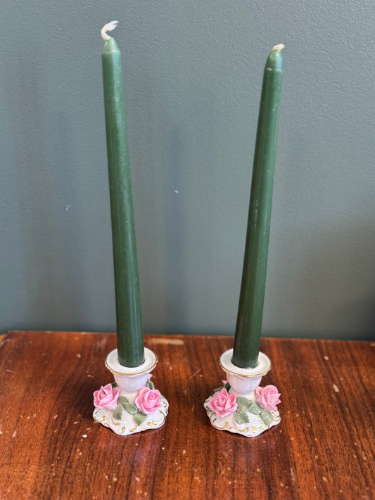 Ceramic Rose Candle Stick Holders