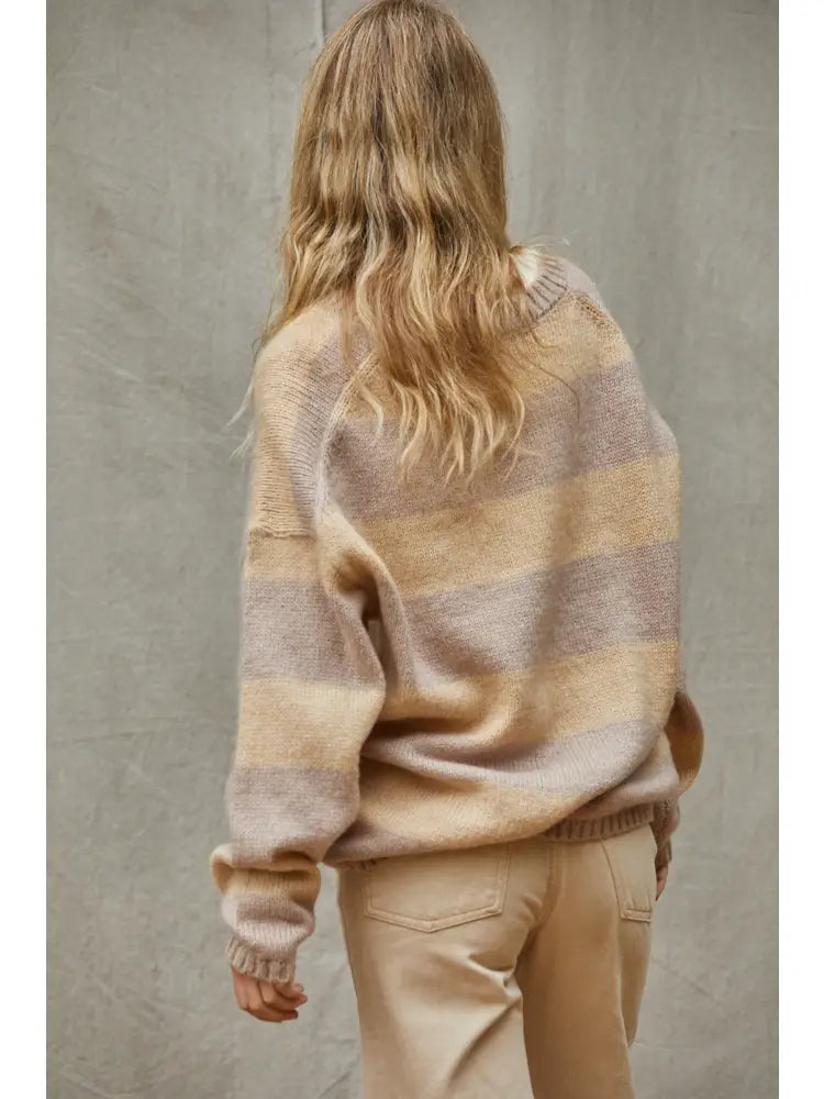 Striped V-Neck Oversize Sweater