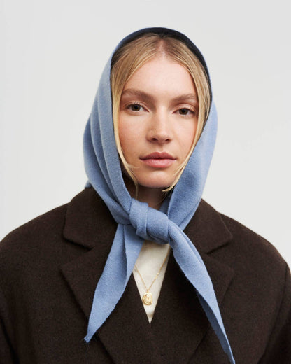 Light Blue Knit Triangle Scarf
