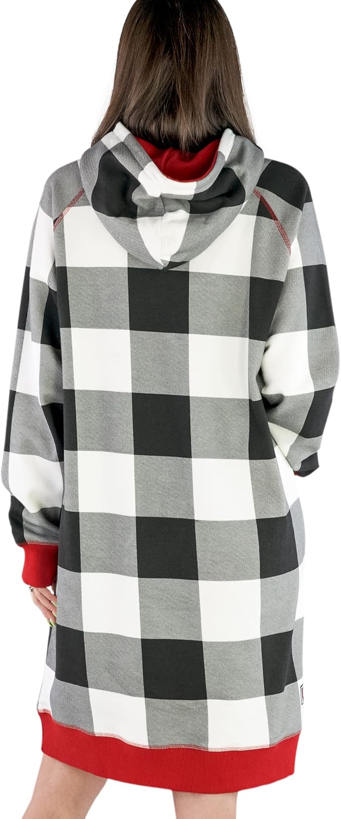 Sleep Hoodie-Black and White Plaid