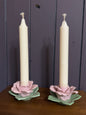 Set of 2 Ceramic Flower Candle Holders