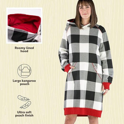 Sleep Hoodie-Black and White Plaid