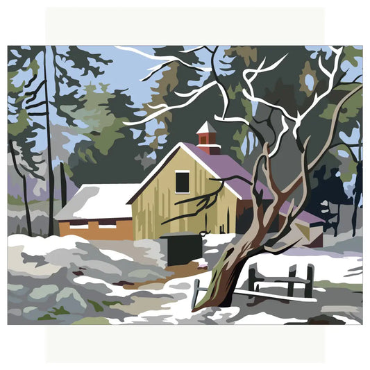 Snowy Barn Greeting Card