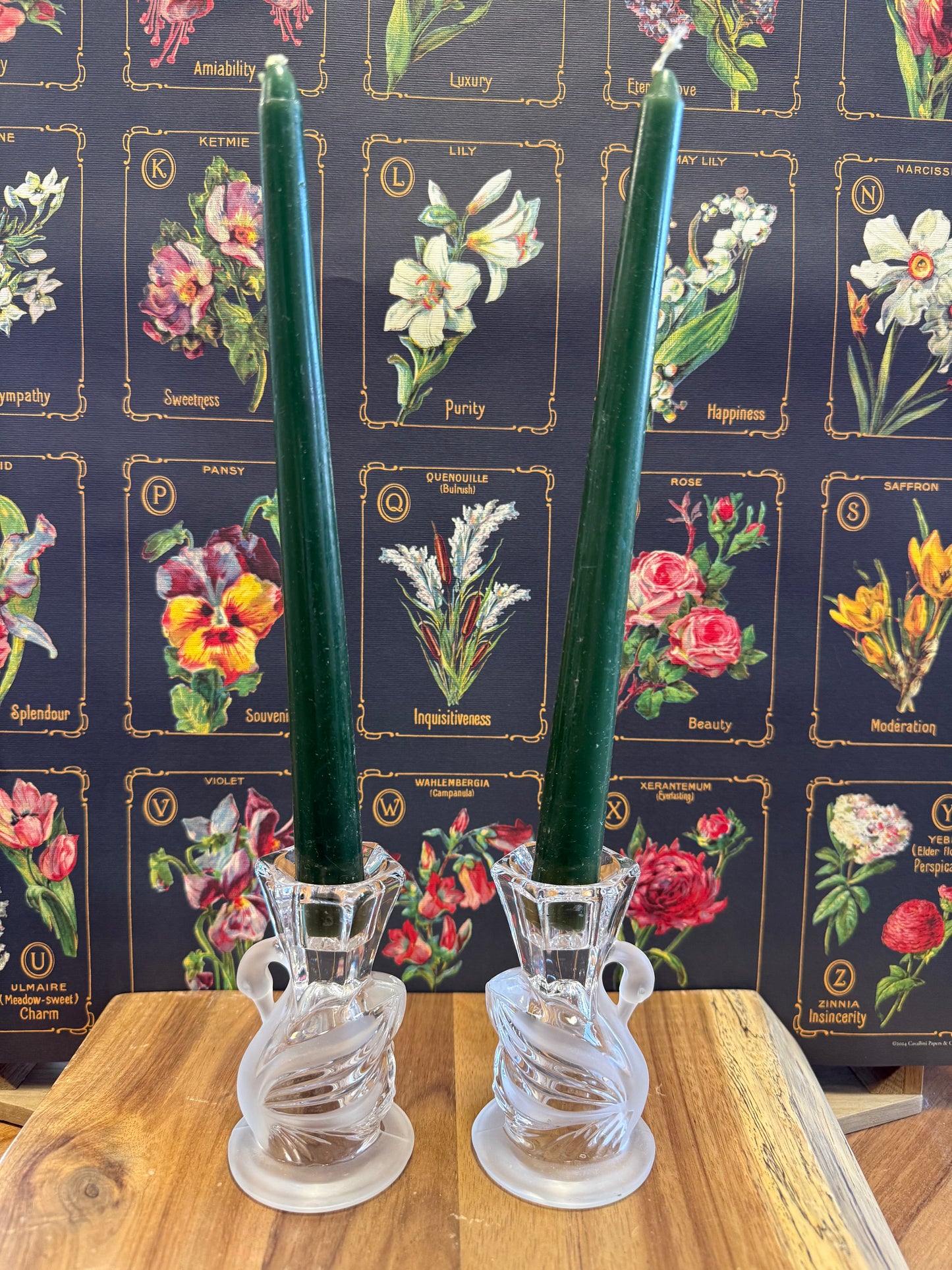Swan Frosted Glass Candlesticks-Set of 2