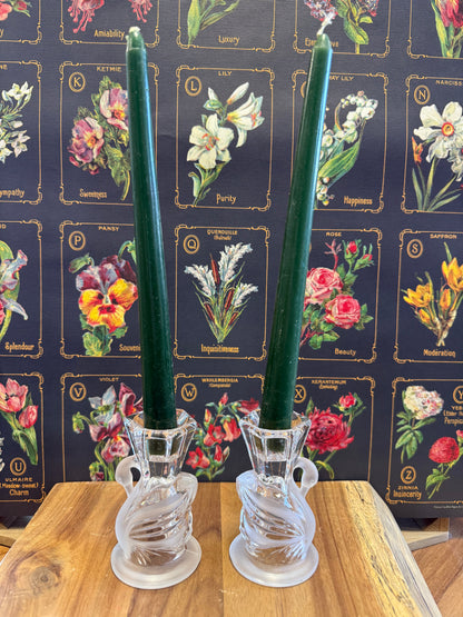 Swan Frosted Glass Candlesticks-Set of 2