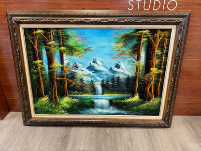 Pre-Loved Black Velvet Landscape Painting