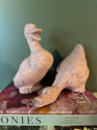 Set of 2 Pink Ceramic Geese