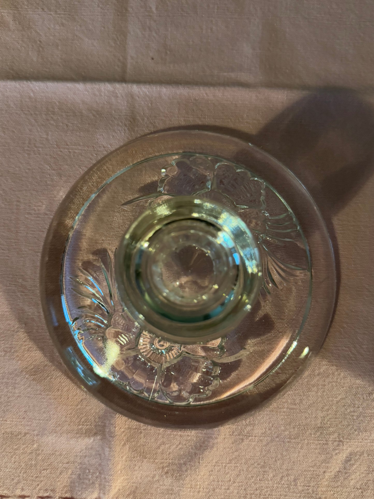 Glass Floral Candle Stick Holders