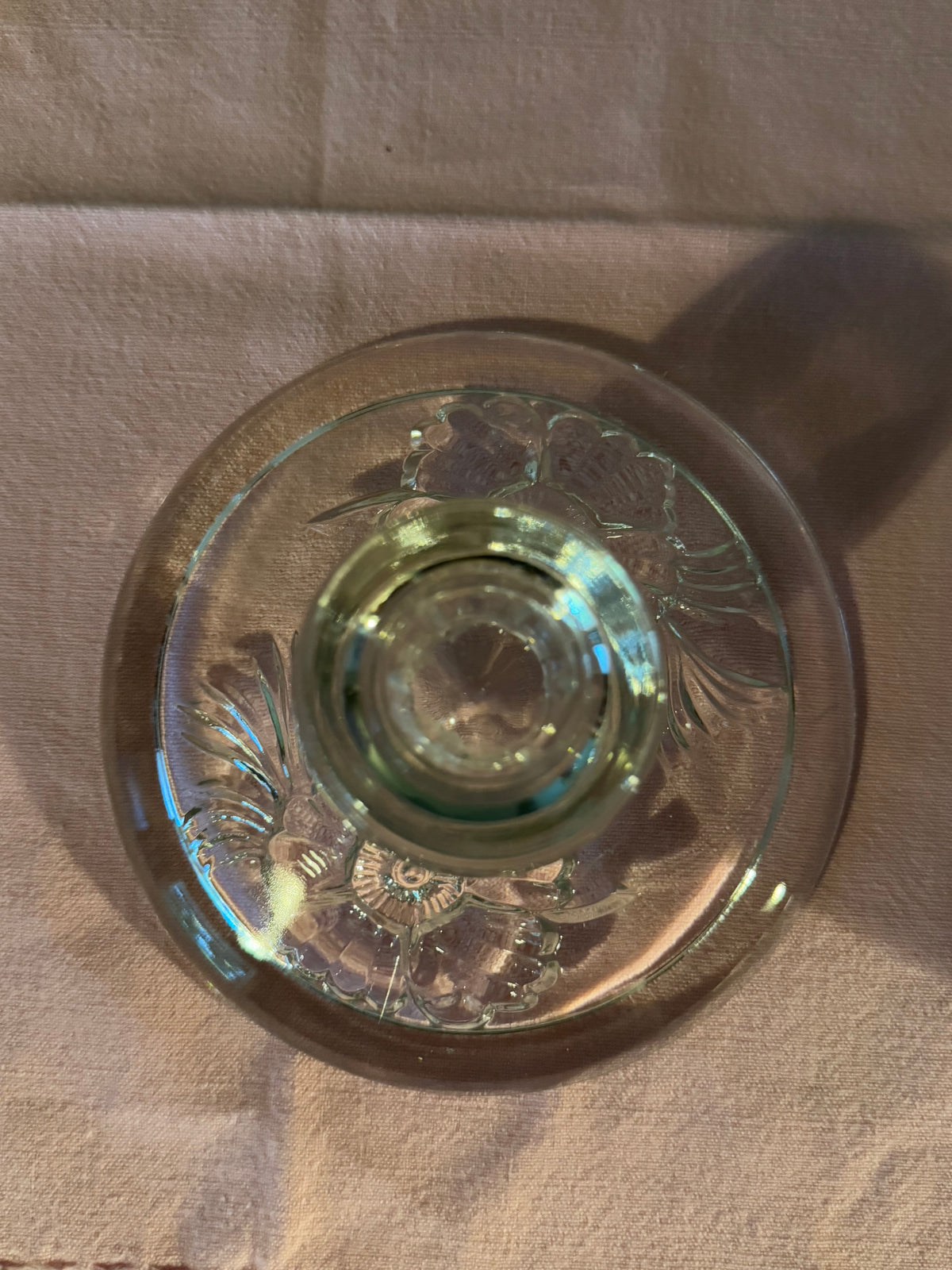 Glass Floral Candle Stick Holders