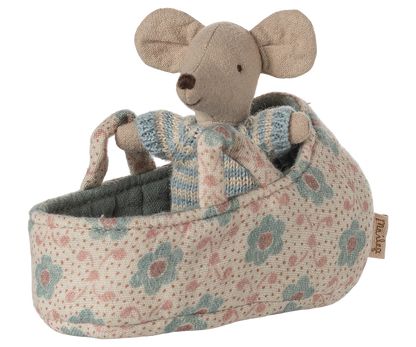 Baby Mouse in Carry Cot-Blue
