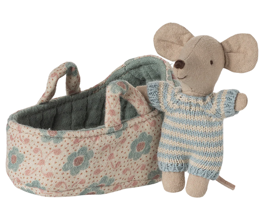 Baby Mouse in Carry Cot-Blue