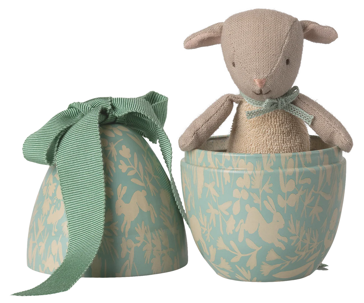 Easter Egg with Micro Lamb - Dusty Mint