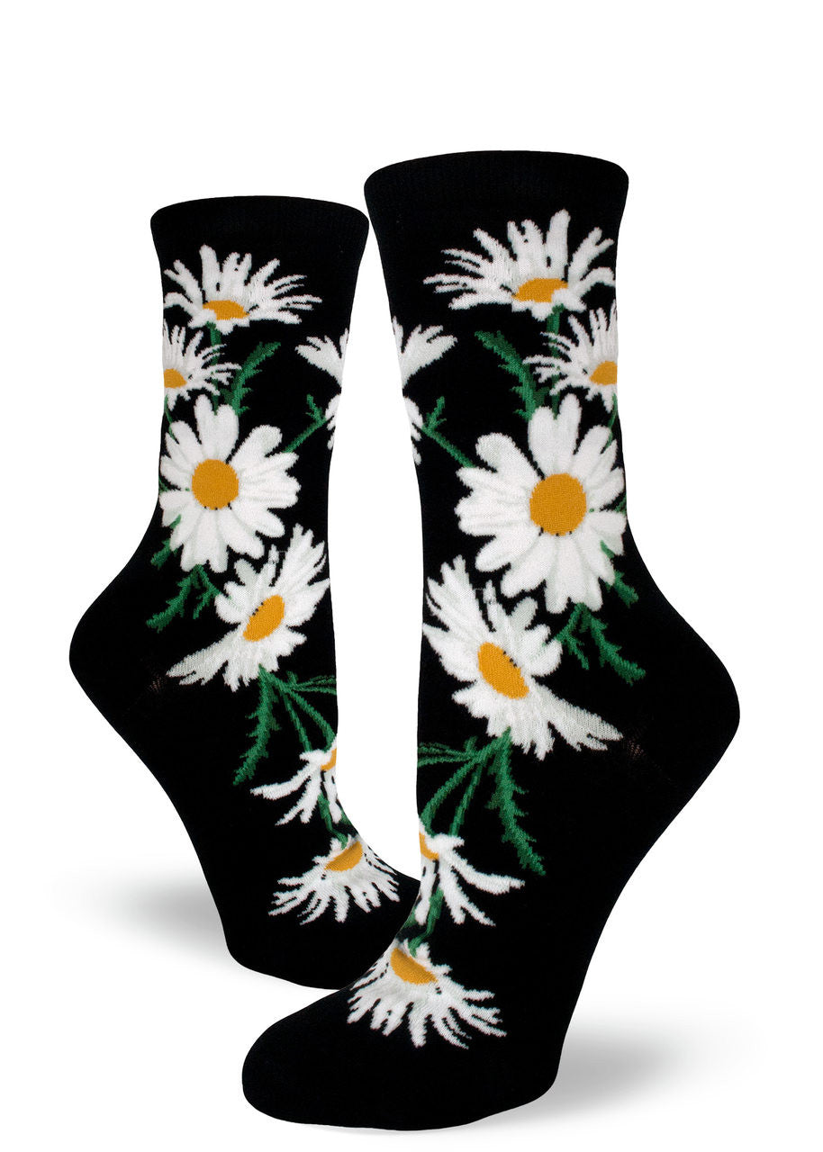 Crazy for Daisies Women's Socks in Black